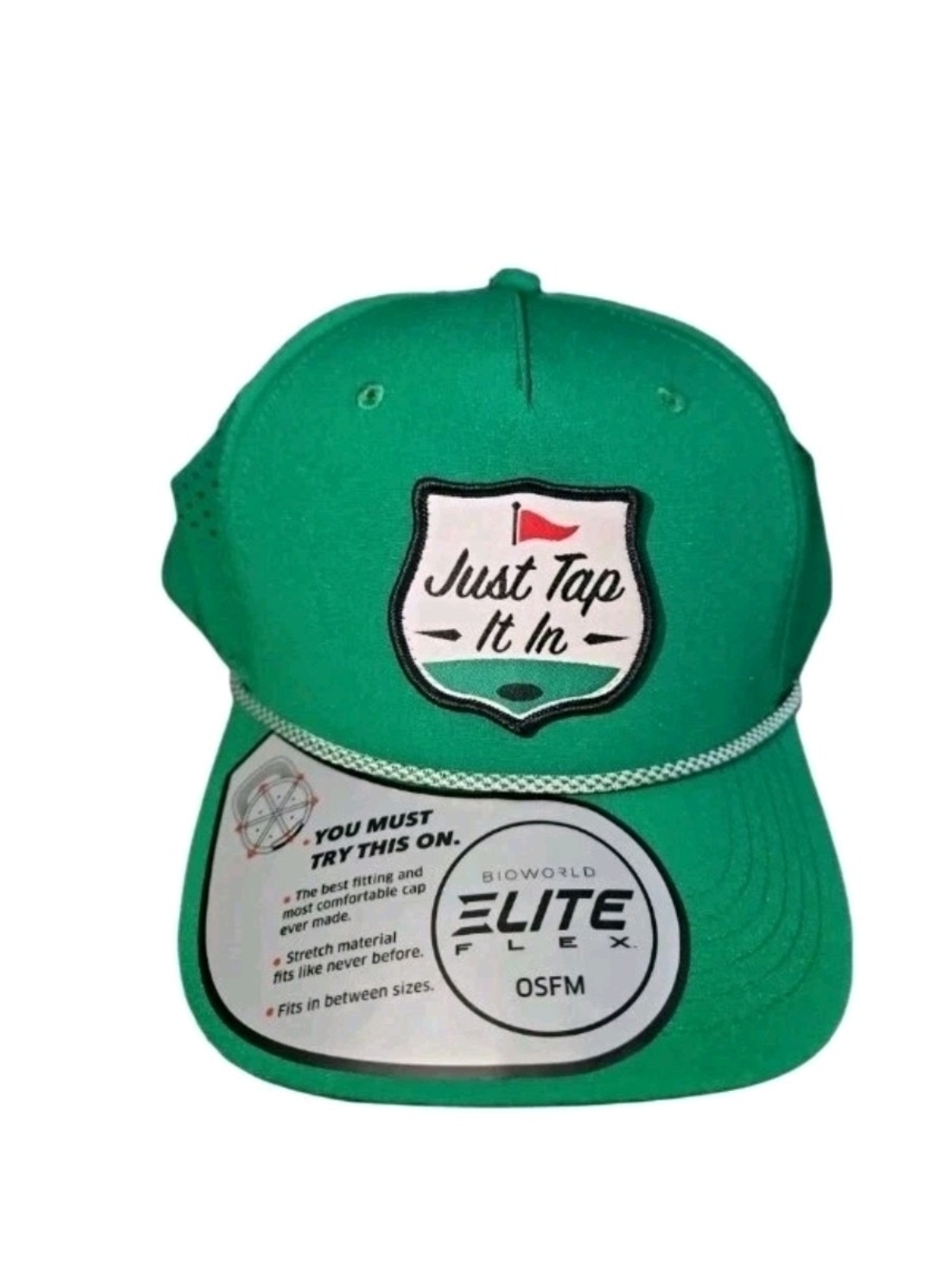 BioWorld Happy Gilmore JUST TAP IT Adjustable Snapback Mens Golf HAT Green NWT